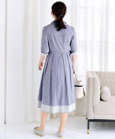 Tiaclasse L 【洗える】レースコンビシャツワンピース