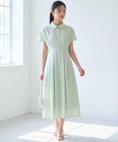 Feroux 【洗える】パールボタンストライプ シャツワンピース