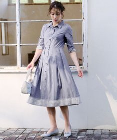 Tiaclasse L 【洗える】レースコンビシャツワンピース