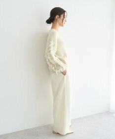 YECCA VECCA ラメフェザー袖フリンジニット