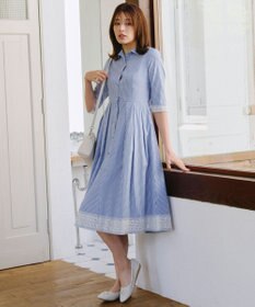 Tiaclasse L 【洗える】レースコンビシャツワンピース