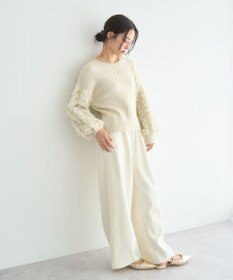 YECCA VECCA ラメフェザー袖フリンジニット