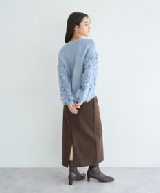 YECCA VECCA ラメフェザー袖フリンジニット