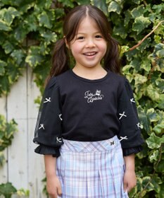 ANY KIDS リボン×チュール 七分袖Tシャツ
