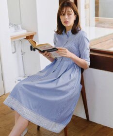 Tiaclasse L 【洗える】レースコンビシャツワンピース