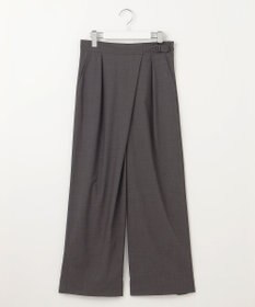 J.PRESS LADIES 【洗える】ストレッチタイプライター ラップディテール ワイド パンツ