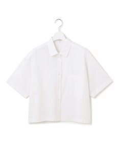 23区 【SLOW/洗える】リネンコットン 半袖クロップドシャツ
