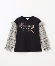 ANY KIDS チェック袖 ドッキング プルオーバー