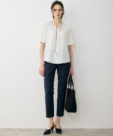 ICB 【先行予約】BackSatinAmunzen 5分袖配色ボウタイブラウス