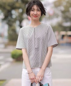 J.PRESS LADIES 【洗える・抗菌防臭・吸水速乾】サッカージャージー ペプラム カットソー