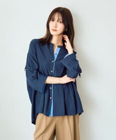 YECCA VECCA 2wayドロストスリーブバンドカラーシャツ