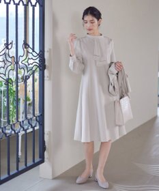 Tiaclasse L 【ダブルクロス】【洗える】フリルドレープワンピース