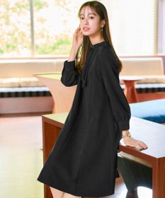 Tiaclasse L 【ダブルクロス】【洗える】フリルドレープワンピース