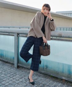 Tiaclasse 【安田美沙子さん着用・洗える】起毛チェック柄ワイドパンツ