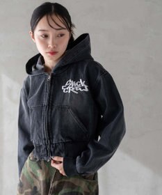 WEGO ヴィンテージウォッシュショートフードブルゾン