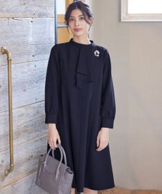 Tiaclasse L 【ダブルクロス】【洗える】フリルドレープワンピース