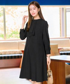 Tiaclasse L 【ダブルクロス】【洗える】フリルドレープワンピース