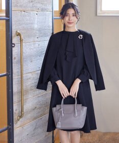 Tiaclasse L 【ダブルクロス】【洗える】フリルドレープワンピース