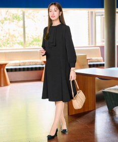 Tiaclasse L 【ダブルクロス】【洗える】フリルドレープワンピース