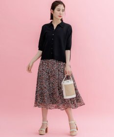 組曲 インプレッションフラワープリント フレアスカート