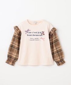 ANY KIDS チェック袖 ドッキング プルオーバー