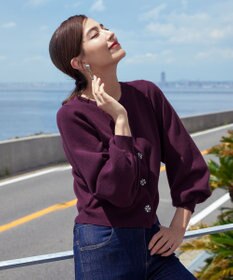 Tiaclasse 【洗える】ビジューニットカーディガン