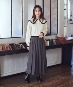 earth music&ecology 配色フリルカラーニットプルオーバー