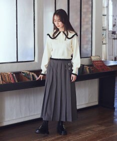 earth music&ecology 配色フリルカラーニットプルオーバー