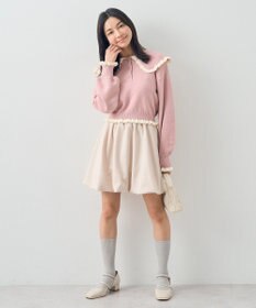 earth music&ecology 配色フリルカラーニットプルオーバー