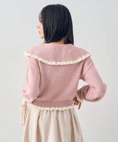 earth music&ecology 配色フリルカラーニットプルオーバー