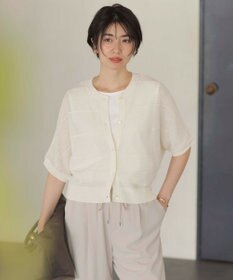 J.PRESS LADIES L 【洗える】PATTERN MESH ドルマンスリーブ カーディガン