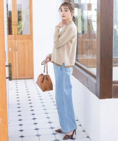 Tiaclasse L 【洗える】もっちり素材が肌触り抜群の配色ニットトップス