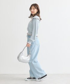 earth music&ecology 配色フリルカラーニットプルオーバー