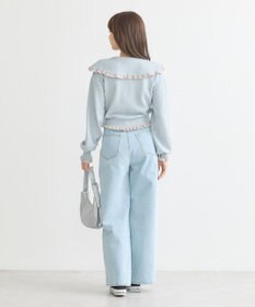 earth music&ecology 配色フリルカラーニットプルオーバー