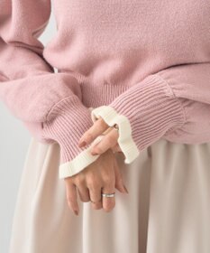 earth music&ecology 配色フリルカラーニットプルオーバー