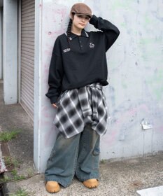 WEGO 【ユニセックス着用ITEM/MLサイズ展開】モチーフロゴポロスウェット