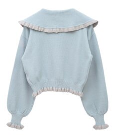 earth music&ecology 配色フリルカラーニットプルオーバー