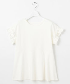 Feroux 【汗ジミが目立たない】フリル袖ペプラムデザインTシャツ