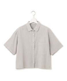 23区 【SLOW/洗える】リネンコットン 半袖クロップドシャツ