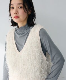 Green Parks ラメ入り毛足ニットベスト