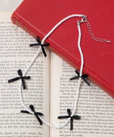 WEGO Lビーズサテンリボンネックレス