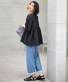 ANY 【WEB限定/洗濯機可】サッカーギャザーペプラムブラウス