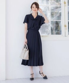 Tiaclasse 【洗える】リボンタイプリーツワンピース