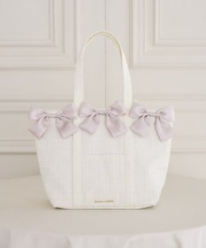 Maison de FLEUR ツイードボリュームリボントートバッグ