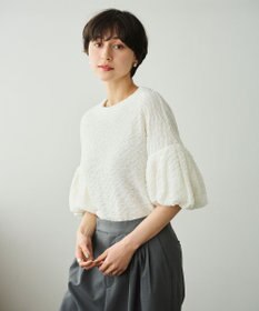 #Newans 【金子綾さんインスタライブご紹介アイテム】【洗える/セットアップ可能】ふくれジャガード パフスリーブブラウス