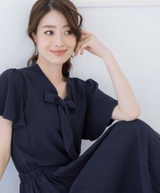 Tiaclasse 【洗える】リボンタイプリーツワンピース