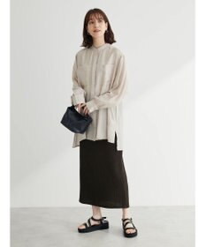 Green Parks バンドカラーポケット付きシアーシャツ