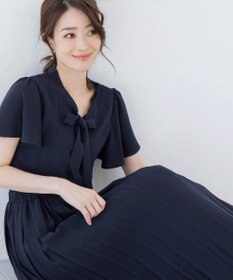 Tiaclasse 【洗える】リボンタイプリーツワンピース