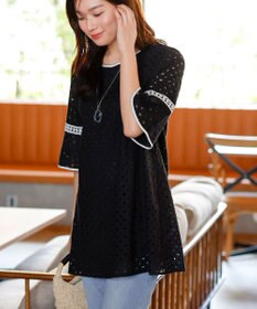 Tiaclasse 【小倉優子さん着用・洗える】パンチングレース配色チュニック