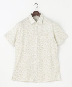 JOSEPH ABBOUD 【キングサイズ・リネン素材/清涼感/吸水速乾】リネンハニカムプリント 半袖 シャツ